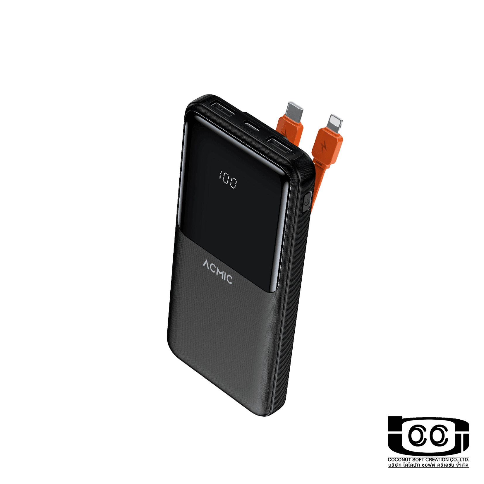 พาวเวอร์แบงค์ PWB MP10-06 Pro LED&w/cable 10K mAh BK