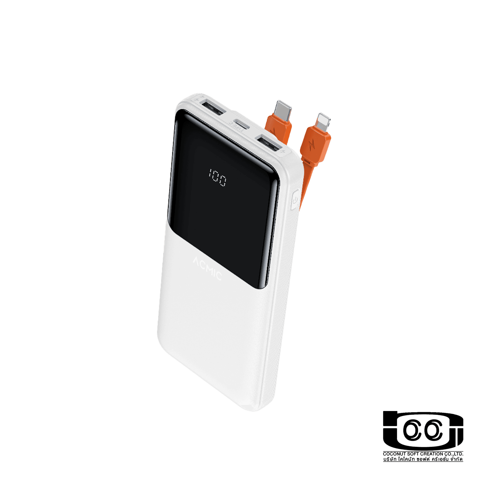 พาวเวอร์แบงค์ PWB MP10-06 Pro LED&w/cable 10K mAh WH